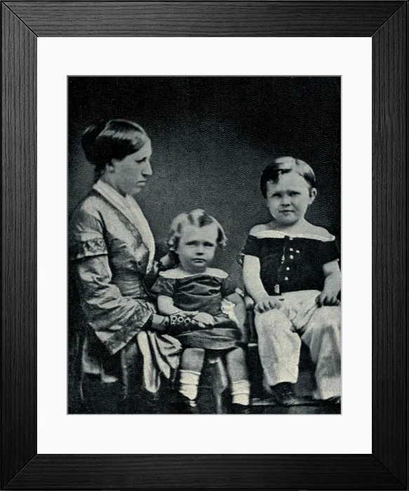 Framed Print : Julia Dent Grant with her first two children, Frederick Dent Grant, and Ulysses S. Grant, Jr. around 1854