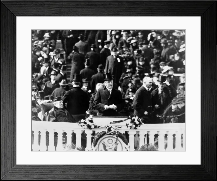 Framed Print : President Woodrow Wilson with speech in hand, delivering his inaugural address, March 5, 1917 (BSLOC_2016_11_41)