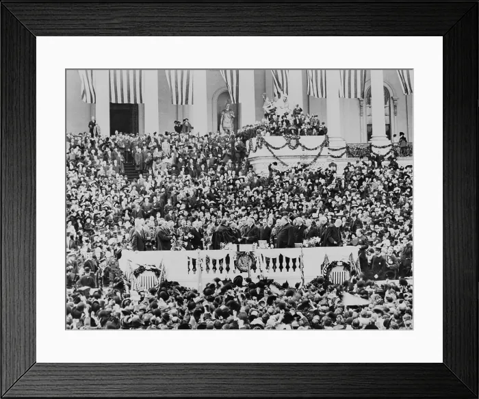 Framed Print : Chief Justice Edward White swearing in President Woodrow Wilson on March 4, 1913. East Portico of the U.S. Capitol (BSLOC_2016_11_31)