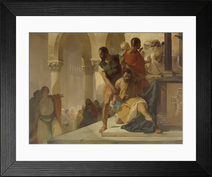 Framed Print : Photios, escaped from prison and taken refuge in the temple of the Holy Wisdom in Constantinople, he is torn in force by order of Empress Theodora, by Eleuterio Pagliano Framed Print : Photios, escaped from prison and taken refuge in the temple of the Holy Wisdom in Constantinople, he is torn in force by order of Empress Theodora, by Eleuterio Pagliano