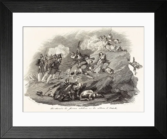 Framed Print : Spain. Carlist Wars. Catalan rebels are attacked in Cambrils. Engraving by Jos Gmez. Engraving. SPAIN. Madrid. Romantic Museum. AISA / Everett Collection**US SALES ONLY** Framed Print : Spain. Carlist Wars. Catalan rebels are attacked in Cambrils. Engraving by Jos Gmez. Engraving. SPAIN. Madrid. Romantic Museum. AISA / Everett Collection**US SALES ONLY**