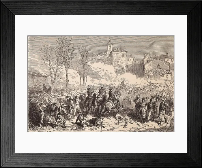 Framed Print : Spain. Third Carlist War. Savall's Carlist troops attacks the city of Berga (March 1873). Engraving. SPAIN. Madrid. National Library. AISA / Everett Collection**US SALES ONLY**