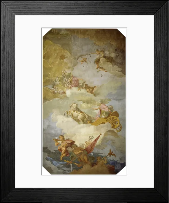 Framed Print : Allegorical Scene, by Pier Antonio Novelli, 18th century, fresco. - Italy, Veneto, Padua, Riviera. Whole artwork view