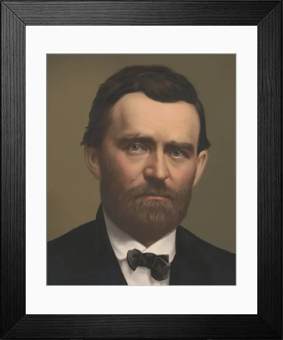 Framed Print : US Civil War. Major General Ulysses S. Grant. Detail of 1866 chromolithograph after a portrait photograph, of 1864-66 (BSLOC_2018_10_29)