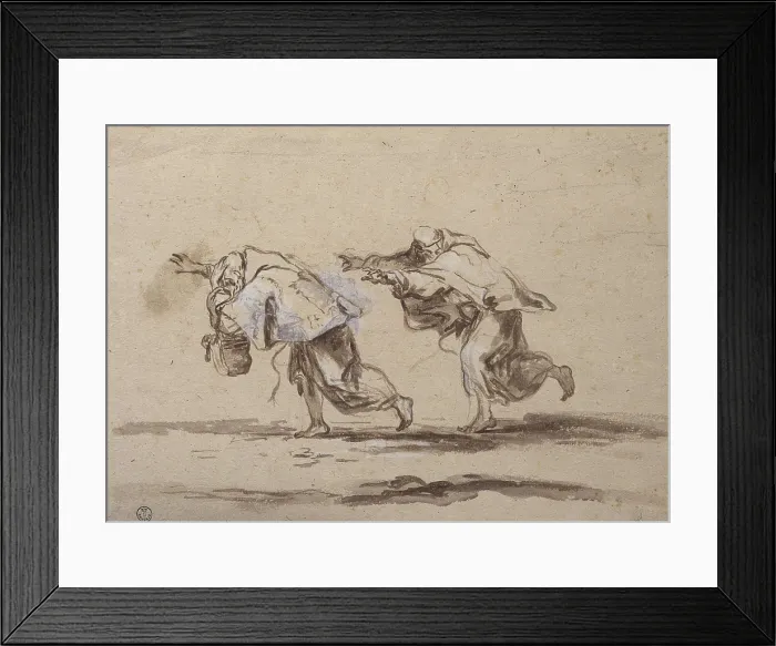 Framed Print : Two Friars fleeing, by Alessandro Magnasco known as Lissandrino, 17th - 18th century, watercolor brown and white highlights on paper Framed Print : Two Friars fleeing, by Alessandro Magnasco known as Lissandrino, 17th - 18th century, watercolor brown and white highlights on paper