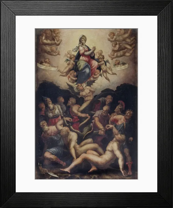 Framed Print : Allegory of the Conception (La Concezione di Nostra Donna), by Giorgio Vasari, 1541, 16th Century, tempera on wood, 58 x 39 cm - Italy, Tuscany, Florence, Uffizi Gallery