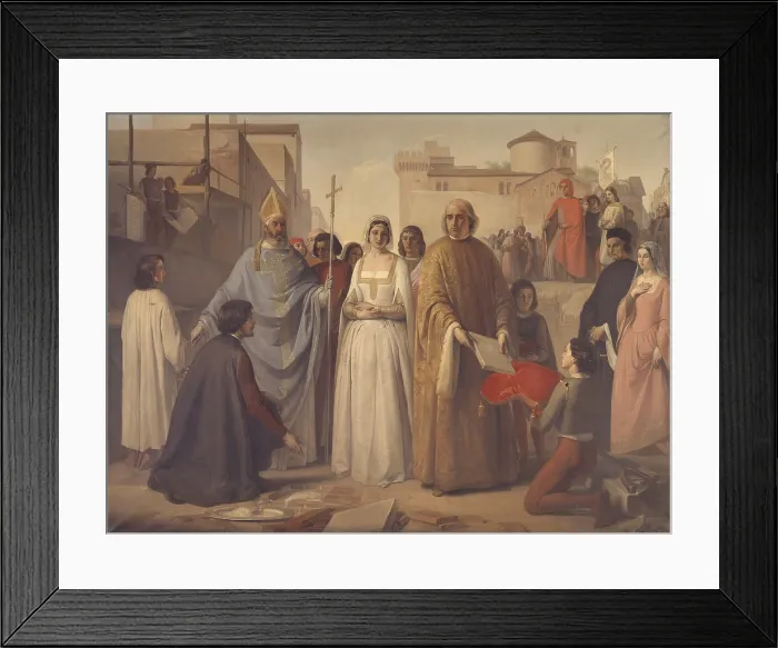Framed Print : Duke Francesco Sforza lays the Foundation Stone, by Ishmael Teglio Milla, 1853, 19th Century, oil on canvas. - Italy, Lombardy, Milan, Brera Academy of Fine Arts