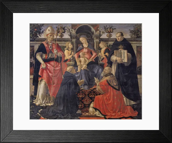 Framed Print : Madonna and Child Enthroned between Angels and Saints (Madonna col Bambino, angeli e santi), by Domenico del Ghirlandaio, 1486, 15th Century, tempera on board