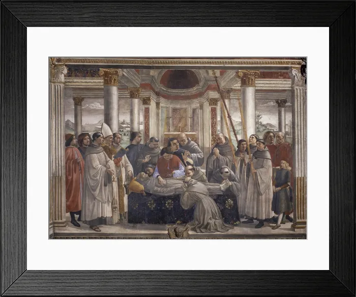 Framed Print : Funeral of St. Francis (Esequie di san Francesco), by Domenico Ghirlandaio, 1482-1486, 15th Century, fresco - Italy, Tuscany, Florence, Church of Santa Trinita, Sassetti Chapel Framed Print : Funeral of St. Francis (Esequie di san Francesco), by Domenico Ghirlandaio, 1482-1486, 15th Century, fresco - Italy, Tuscany, Florence, Church of Santa Trinita, Sassetti Chapel