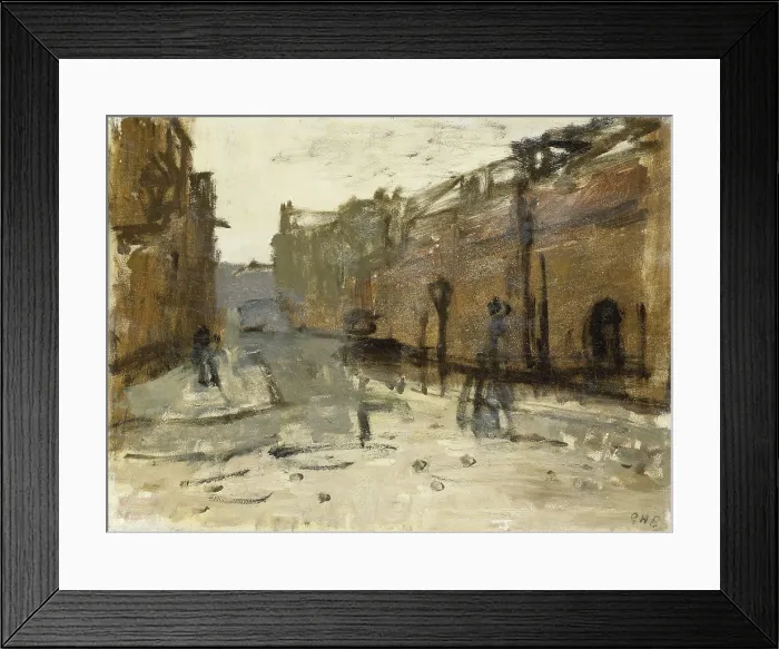 Framed Print : De Baan in Rotterdam, by George Hendrik Breitner, c. 1880-1923, Dutch painting, oil on panel. Abstract study of junction with the Painter Lane. (BSLOC_2016_1_112)