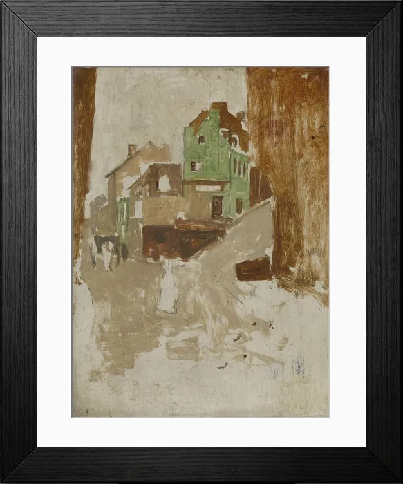 Framed Print : Street in Montmartre, Paris, by George Hendrik Breitner, c. 1880-1923, Dutch painting, oil on panel. (BSLOC_2016_1_113)