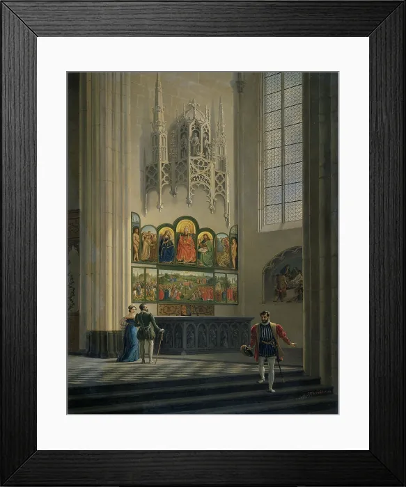 Framed Print : Ghent Altarpiece by the van Eyck Brothers in St Bavo Cathedral, by Pierre Francois De Noter, 1829. Belgian painting, oil on canvas Framed Print : Ghent Altarpiece by the van Eyck Brothers in St Bavo Cathedral, by Pierre Francois De Noter, 1829. Belgian painting, oil on canvas