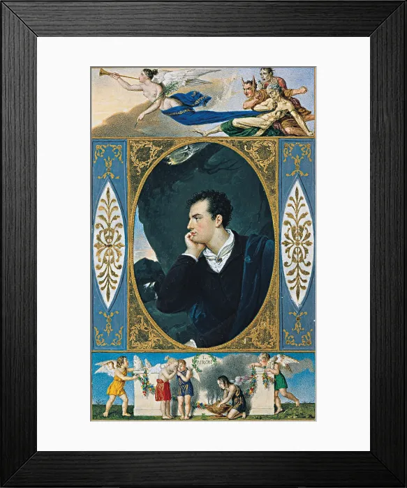 Framed Print : Portrait of Lord Byron (Ritratto di Lord Byron), by Giovanni Battista Gigola, 1826, 19th Century, miniature on parchment - Italy, Lombardy, Brescia, Athenaeum of Science Framed Print : Portrait of Lord Byron (Ritratto di Lord Byron), by Giovanni Battista Gigola, 1826, 19th Century, miniature on parchment - Italy, Lombardy, Brescia, Athenaeum of Science