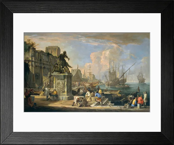 Framed Print : Capriccio with a View of the Harbor, Arch of Constantine and Equestrian Monument (Capriccio con veduta di porto, l'arco di Costantino e monumento equestre)