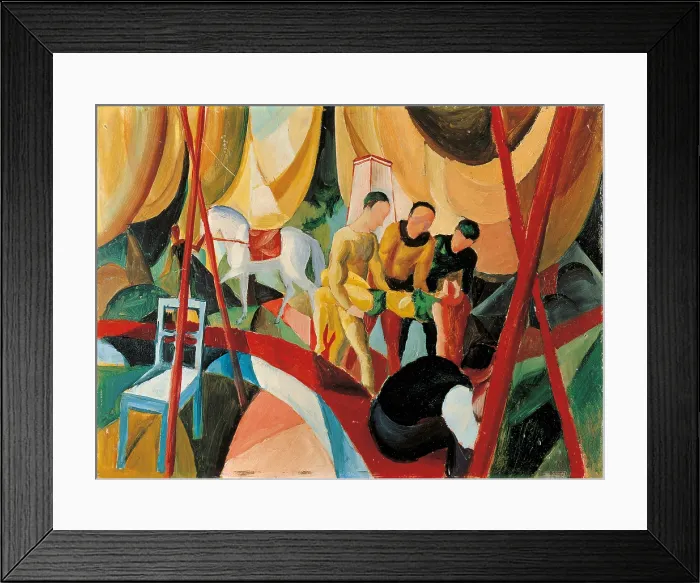 Framed Print : Circus (Circo), by August Macke, 1913, 20th Century, oil on canvas, 47 x 63, 5 cm - Spain, Madrid, Thyssen Bornemisza Museum. Whole artwork view Framed Print : Circus (Circo), by August Macke, 1913, 20th Century, oil on canvas, 47 x 63, 5 cm - Spain, Madrid, Thyssen Bornemisza Museum. Whole artwork view