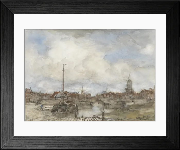Framed Print : View of a City, by Jacob Maris, c. 1860-1890, Dutch painting, watercolor. (BSLOC_2016_1_101)