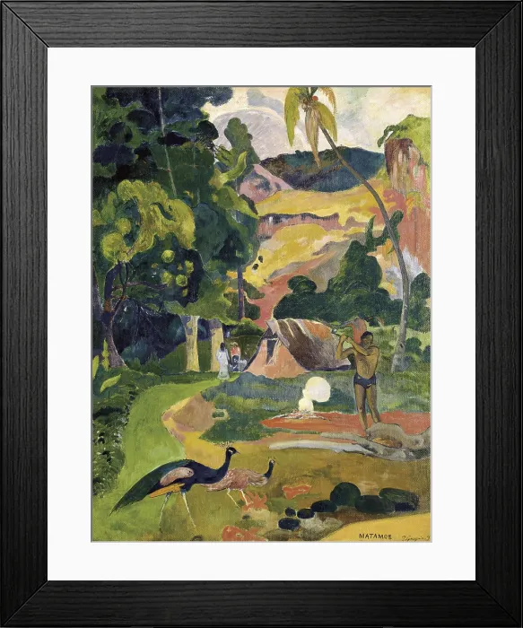 Framed Print : GAUGUIN, Paul (1848-1903). Matamoe or Landscape with Peacocks. 1892. Post-Impressionism. Oil on canvas. RUSSIA. Moscow. Pushkin Museum of Fine Arts