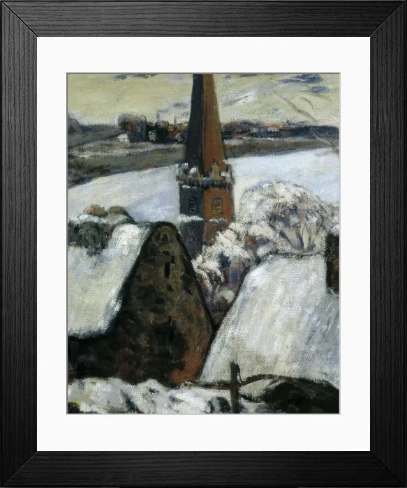 Framed Print : GAUGUIN, Paul (1848-1903). Breton Village in Snow. ca. 1894. Central detail. Impressionism. Oil on canvas. FRANCE. Paris. Muse d'Orsay (Orsay Museum)