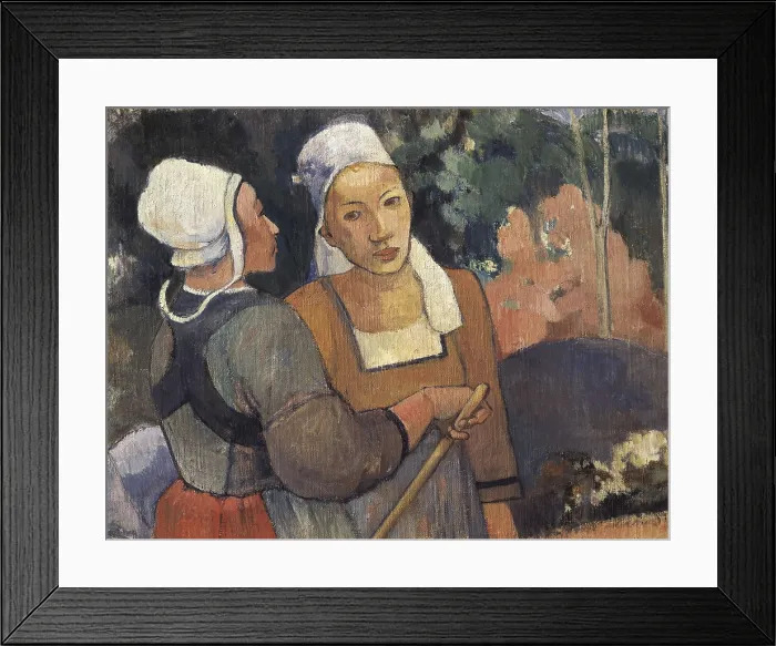Framed Print : GAUGUIN, Paul (1848-1903). Two Breton Women on the Road. 1894. Right upper part of the painting. Impressionism. Oil on canvas. FRANCE. Paris. Muse d'Orsay (Orsay Museum)