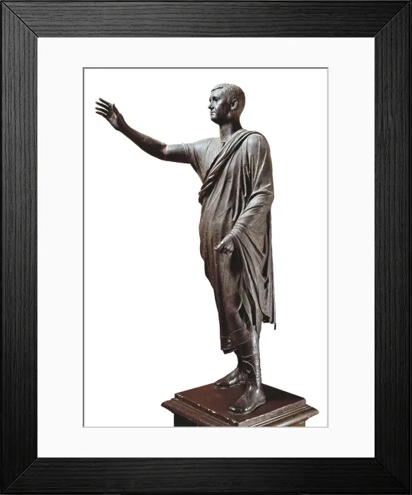 Framed Print : Orator or Arringatore. 90 BC. Representation of Aulus Metellus, named the Orator. Roman art. Republican period. Sculpture on bronze. ITALY. Florence