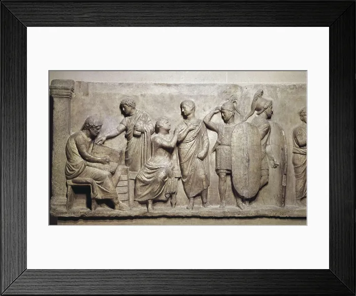 Framed Print : Relief of Domitius Ahenobarbus. 2nd c. BC. Depiction of a census scene. Roman art. Early Empire. Relief on marble. FRANCE. Paris. Louvre Museum. Proc: ITALY. Rome