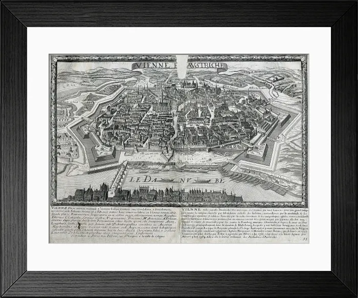 Framed Print : Map of Vienna (17th c.) by the family Jollain. Engraving. AISA / Everett Collection**US SALES ONLY**