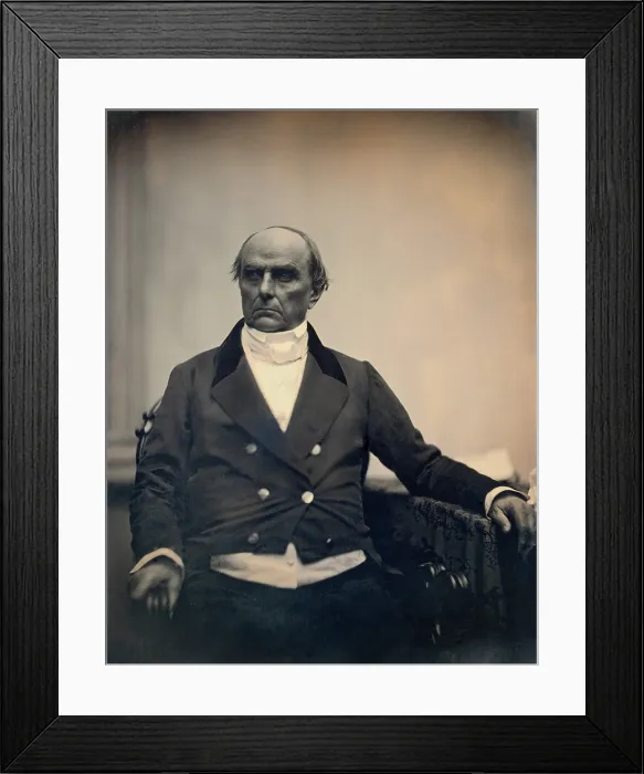 Framed Print : Daniel Webster, in circa 1850 daguerreotype by the New Hampshire photographic firm of Southworth and Hawes