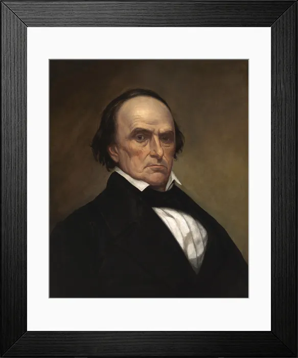 Framed Print : Daniel Webster in painting by Samuel B. Foster, of 1850s, after an 1847 daguerreotype by John Whipple of Boston. Webster was a Federalist politician before 1825 Framed Print : Daniel Webster in painting by Samuel B. Foster, of 1850s, after an 1847 daguerreotype by John Whipple of Boston. Webster was a Federalist politician before 1825