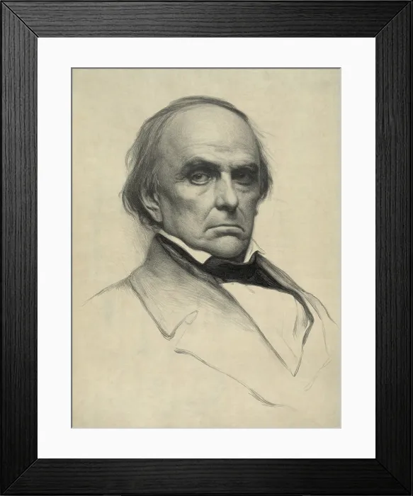 Framed Print : Daniel Webster, late 19th century lithograph based on an 1847 daguerreotype by John Whipple of Boston