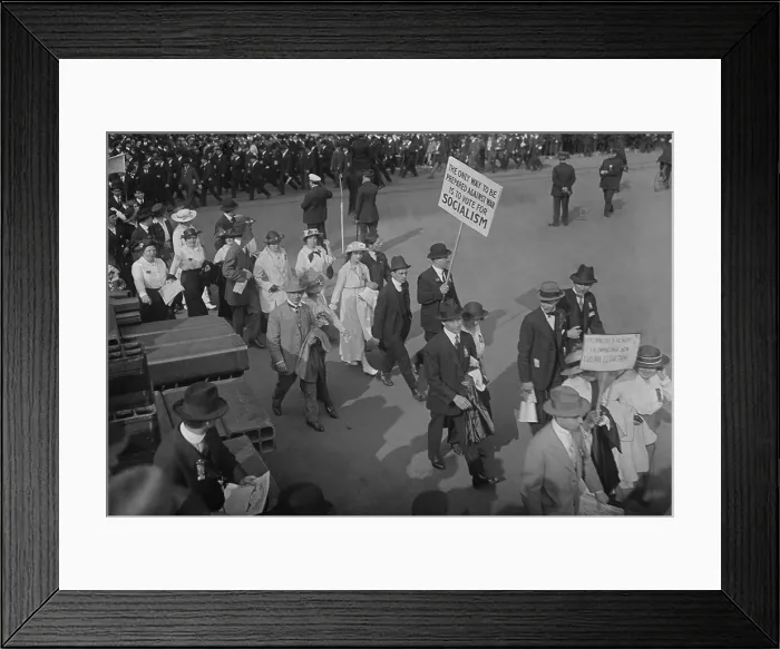 Framed Print : Protesters against Preparedness on May Day at New York Citys Union Square, 1916. Their sign reads, The only way to be prepared against war is to vote for socialism Framed Print : Protesters against Preparedness on May Day at New York Citys Union Square, 1916. Their sign reads, The only way to be prepared against war is to vote for socialism
