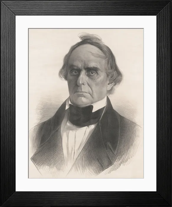 Framed Print : Daniel Webster, lithograph published around 1860, based on an earlier portrait. The realism of the portrait suggests it was made from a daguerreotype (BSLOC_2019_7_38)