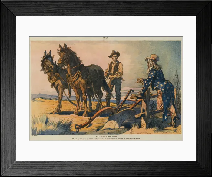 Framed Print : ON UNCLE SAMS FARM, by Udo Keppler, published in PUCK, Nov. 27, 1912