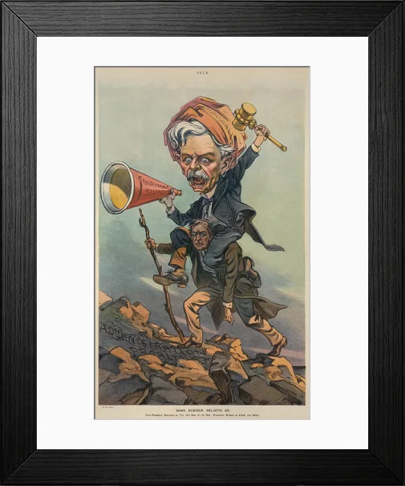 Framed Print : SOME BURDEN, BELIEVE US, by Udo Keppler, published in PUCK, May 7, 1913