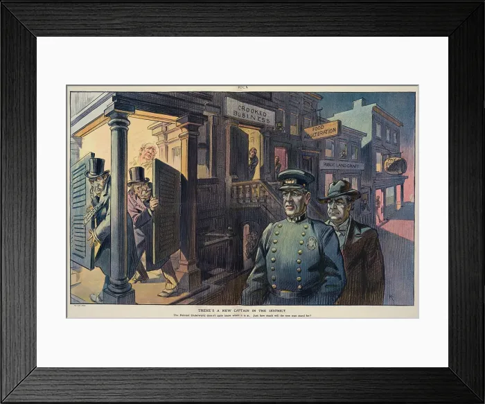 Framed Print : THERES A NEW CAPTAIN IN THE DISTRICT, by Udo Keppler, published in PUCK, March 26, 1913 Framed Print : THERES A NEW CAPTAIN IN THE DISTRICT, by Udo Keppler, published in PUCK, March 26, 1913
