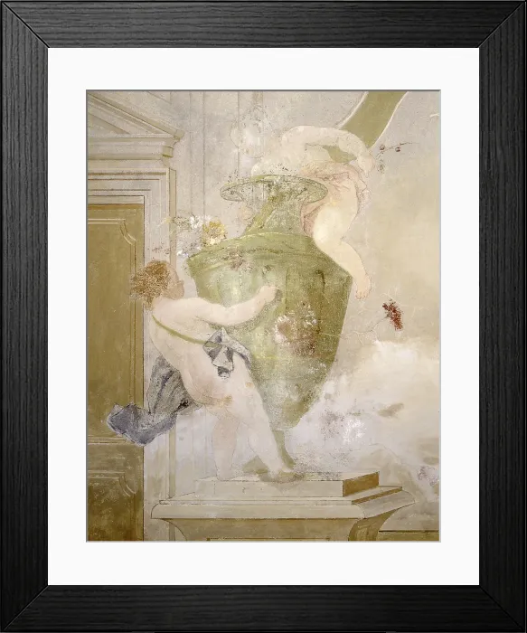 Framed Print : Vase of Flowers, by Constantine Cedini, 18th - 19th Century, fresco. - Italy, Veneto, Casalserugo, Villa Lion from Zadar. Whole artwork view