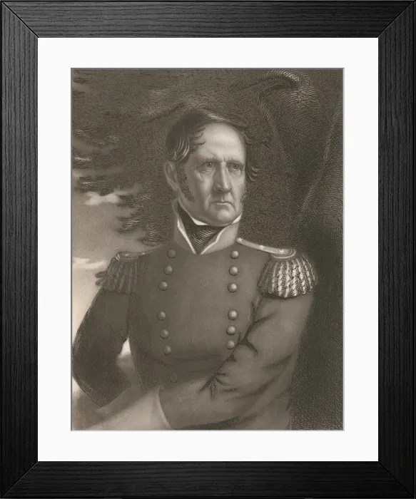 Framed Print : Winfield Scott, was a hero of the Mexican American War, 1845-47, and Whig Party candidate for President in 1848