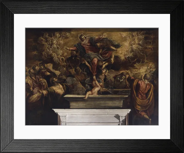 Framed Print : Assumption of the Virgin (Assunzione della Vergine), by Jacopo Robusti known as Tintoretto, 1583, 16th Century, oil on canvas. - Italy, Veneto, Venice, Scuola Grande di San Rocco
