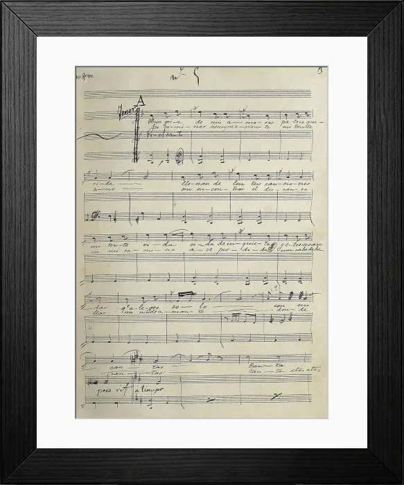 Framed Print : SERRANO, Jos (1873-1941). Oroginal manuscript of the tenor romance 'Hungra de mis amores, patria querida' of the zarzuela 'Alma de Dios' (1907). SPAIN Framed Print : SERRANO, Jos (1873-1941). Oroginal manuscript of the tenor romance 'Hungra de mis amores, patria querida' of the zarzuela 'Alma de Dios' (1907). SPAIN