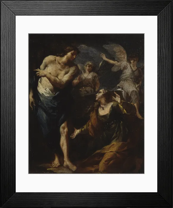 Framed Print : Christ and the Samaritan woman, by Francesco Migliori, 18th century, oil on canvas. - Italy, Veneto, Rovigo. Whole artwork view