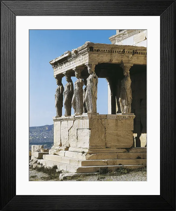 Framed Print : Erechtheion. 421 -414 BC. GREECE. Athens. Acropolis. Erechtheum or Erecththeion. Porch of the Caryatids. Classical Greek art. Architecture Framed Print : Erechtheion. 421 -414 BC. GREECE. Athens. Acropolis. Erechtheum or Erecththeion. Porch of the Caryatids. Classical Greek art. Architecture