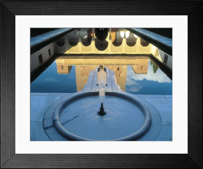 Framed Print : Alhambra. SPAIN. ANDALUSIA. Granada. Alhambra. Court of the Myrtles, in Comares Palace. Hispano-Moresque art. Nasrid dynasty. Architecture Framed Print : Alhambra. SPAIN. ANDALUSIA. Granada. Alhambra. Court of the Myrtles, in Comares Palace. Hispano-Moresque art. Nasrid dynasty. Architecture