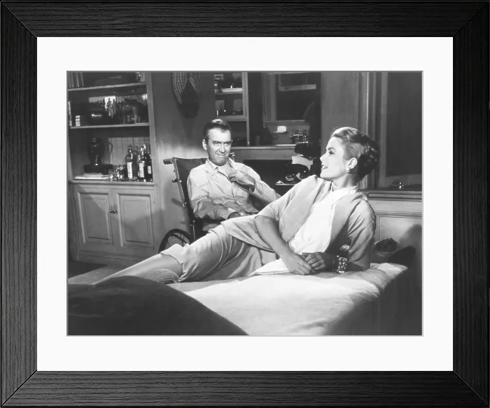 Framed Print : REAR WINDOW, from left: James Stewart, Grace Kelly, 1954 Framed Print : REAR WINDOW, from left: James Stewart, Grace Kelly, 1954