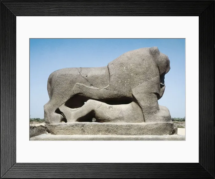 Framed Print : IRAQ. Babylon. Lyon of Babylon sculpted in basalt. It depicts the goddess Ishtar defeating the enemy. Babylonian art. Sculpture on rock. AISA / Everett Collection**US SALES ONLY** Framed Print : IRAQ. Babylon. Lyon of Babylon sculpted in basalt. It depicts the goddess Ishtar defeating the enemy. Babylonian art. Sculpture on rock. AISA / Everett Collection**US SALES ONLY**