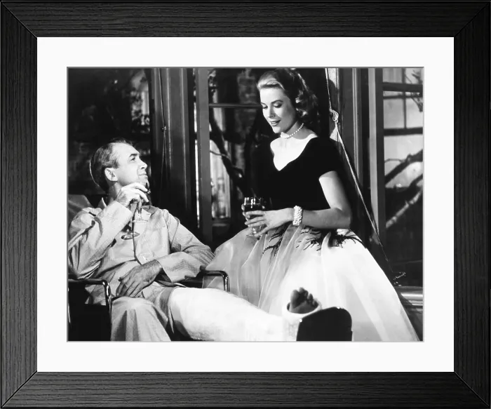 Framed Print : REAR WINDOW, from left: James Stewart, Grace Kelly, 1954 Framed Print : REAR WINDOW, from left: James Stewart, Grace Kelly, 1954