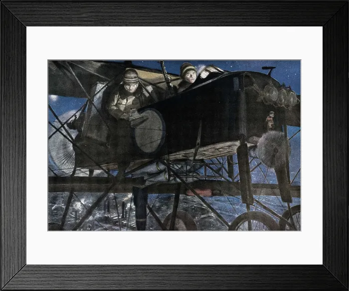 Framed Print : First World War (1918). French night bombardment on board of a Voisin aircraft. Drawing. AISA / Everett Collection**US SALES ONLY**