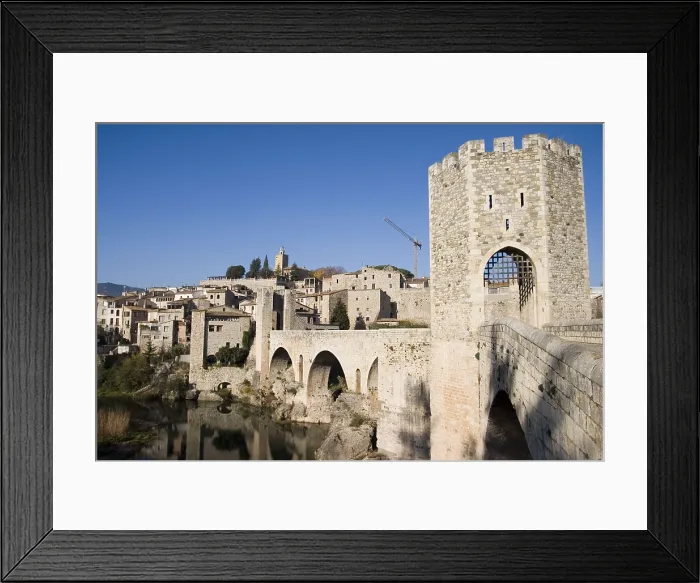 Framed Print : SPAIN. CATALONIA. GERONA. Besal. Romanesque bridge over the Fluvi river. Romanesque art. Architecture. AISA / Everett Collection**US SALES ONLY**