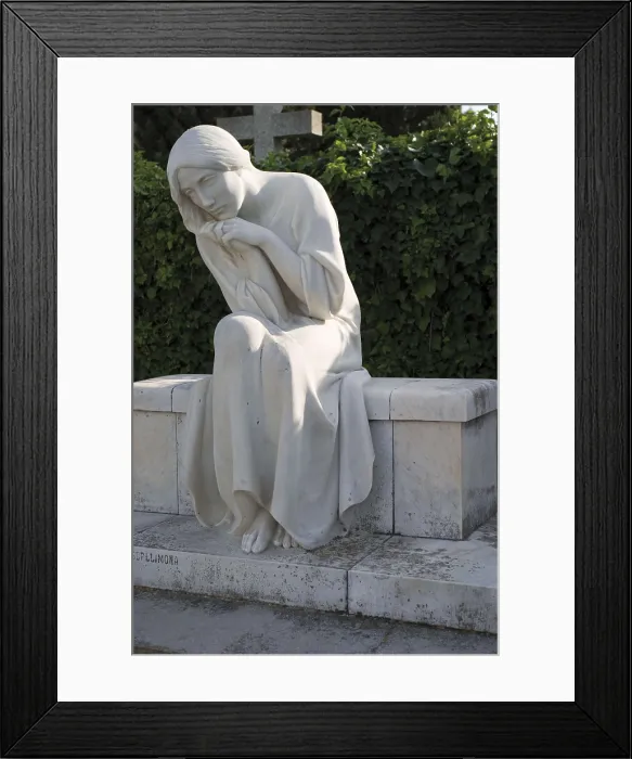 Framed Print : LLIMONA i BRUGUERA, Josep (1864-1934). Young Girl. 19th-20th c. SPAIN. Cadaqus. Sculpture of the cemetery. Modernism. Sculpture on marble Framed Print : LLIMONA i BRUGUERA, Josep (1864-1934). Young Girl. 19th-20th c. SPAIN. Cadaqus. Sculpture of the cemetery. Modernism. Sculpture on marble