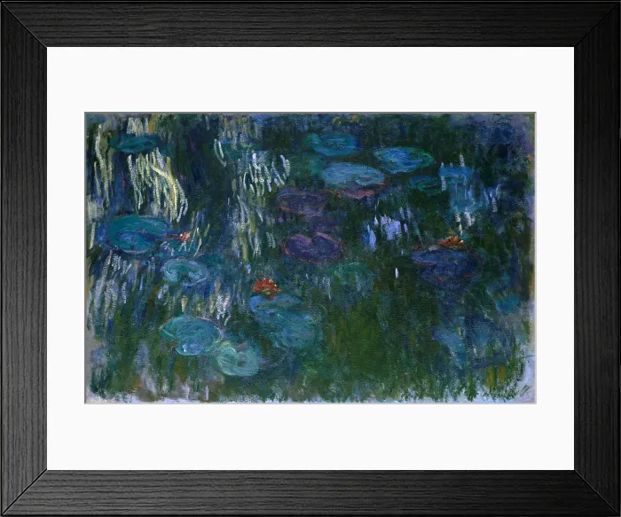 Framed Print : Water Lilies, by Claude Monet, 1916-19, French impressionist painting, oil on canvas. In his last decade, Monet painted waterlilies in a fluid, free style (BSLOC_2017_3_50)