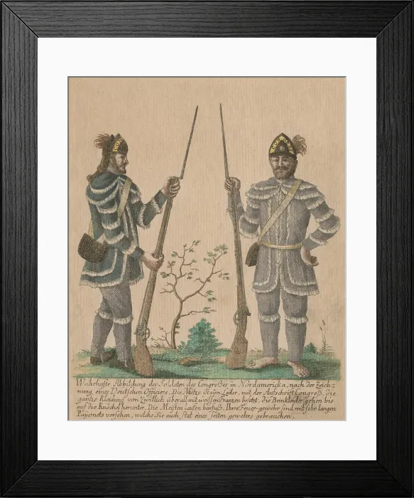Framed Print : American Revolution. True illustration of the soldiers of the Congress in North America, after the drawing of a German officer, Johann Martin Will, c. 1780 Framed Print : American Revolution. True illustration of the soldiers of the Congress in North America, after the drawing of a German officer, Johann Martin Will, c. 1780