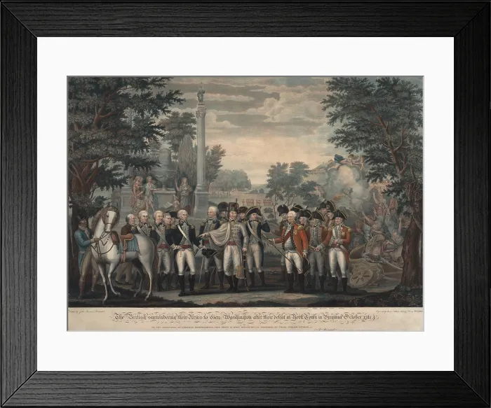 Framed Print : American Revolution. British surrendering their arms to Gen. Washington after the defeat at York Town in Virginia, October 19, 1781 Framed Print : American Revolution. British surrendering their arms to Gen. Washington after the defeat at York Town in Virginia, October 19, 1781